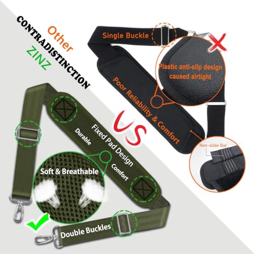 ZINZ Bag Shoulder Strap, Padded Adjustable Shoulder Strap Replacement - color: Army Green, size: 57"