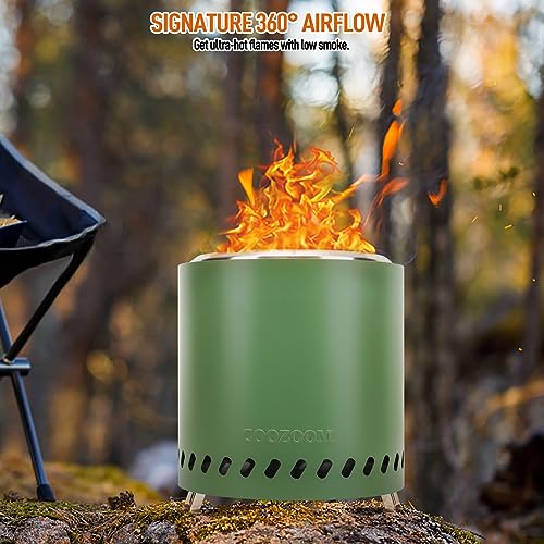 Portable Table Top Fire Pit with Stand, 8.6" Stainless Steel Mini Outdoor Low Smoke Burning Tabletop Firepit Fueled by Pellets or Wood, for Outside Camping Green - color: Olive Green, size: 8.6 Inch