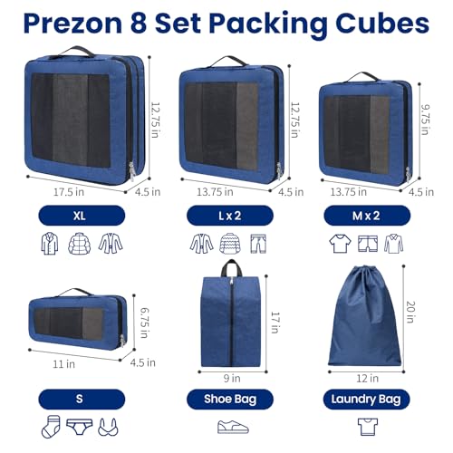 Compression Packing Cubes for Travel, Lightweight Vacation Travel Essentials, Travel Accessories for Suitcase Organizer Bags Set, Durable Luggage Organizer - color: Teal, size: 8 set-Square Mesh