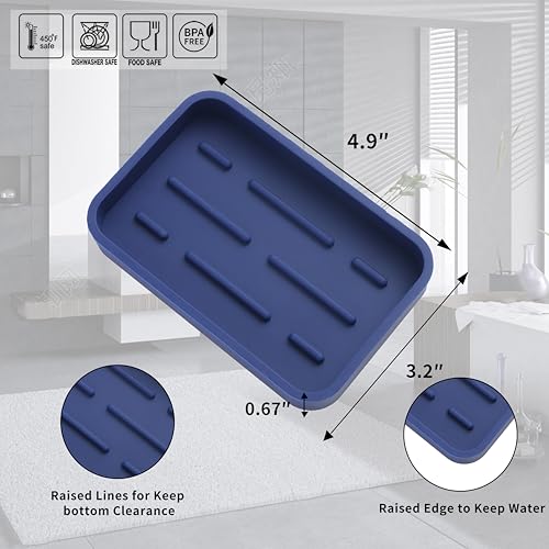 MicoYang Silicone Kitchen Sink Organizer Tray for Multiple Usage,Easy Clean Sponges Holder for Kitchen Bathroom Counter or Sink,Dish Soap Dispenser,Scrubber,Bottle,Cup Navy Blue 4.9”x 3.2” - color: Navy Blue, size: 4.9" x 3.2" x 0.7"