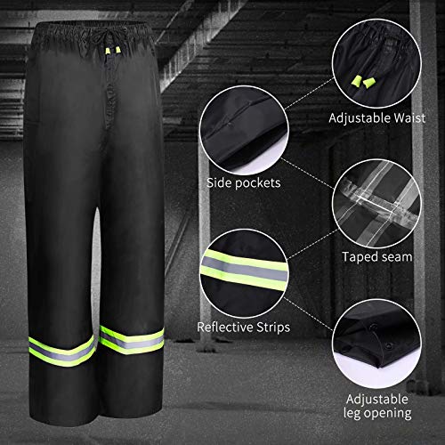 Rain Suits for Men Women Waterproof, Breathable Rain Coats with Eye-Catching Reflective Strip, Durable Rain Gear - color: Black, size: Large