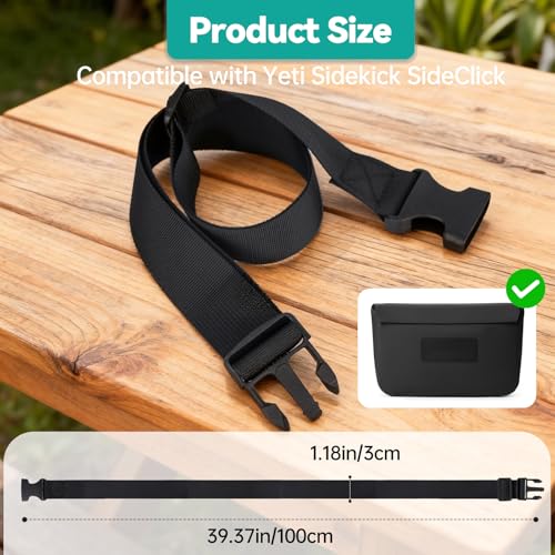 Nylon Strap with Buckle Compatible with Yeti Sidekick SideClick, 1.18" x 39.37" Adjustable Quick Release Buckle Strap, Attach to Dry Gear Case for Wear, Ideal for Outdoor Activities, Black