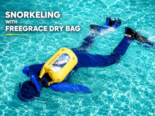 Freegrace Waterproof Dry Bag with Double Zip-Lock, Phone Case & Waist Pouch | 10L Navy Blue, Clear Window, Submersible 500D Drysack, Adjustable Crossbody Strap, Gear For Kayaking, Boating, Beach, Surfing - color: Navy Blue, size: 10L, style: Window