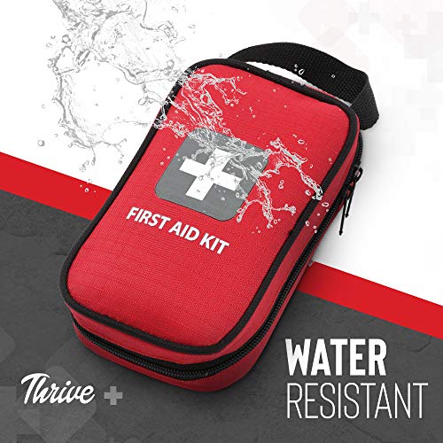 Thrive Compact First Aid Kit, Waterproof, 100-Piece Set | Rip-Stop Nylon Travel Medkit With Wipes And Bandages, Portable Car Kit For Roadside Emergencies - style: 100 Piece - Bag