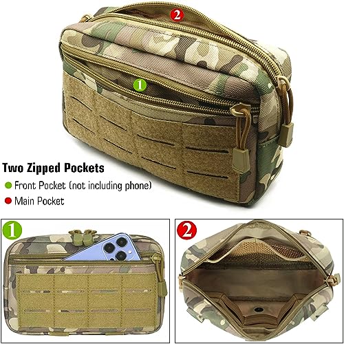 Tactical Molle Pouch, Multi-Purpose EDC Admin Pouch Utility Gadget Gear Backpack Military Waist Bag for Outdoor, Hunting, Traveling, Hiking - color: CP