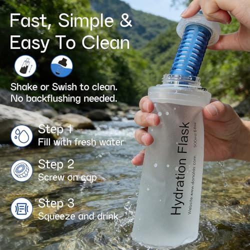 GUYI 1.0L Collapsible Water Filter Bottle, Removes Impurities, BPA Free, Ultralight for Hiking, Camping, Cycling & Travel-White - color: 1000ml, White