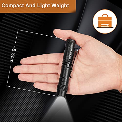 Honoson 10 Pcs Mini Pocket Flashlight LED Aluminum,3.5 Inches | Pen Light Flashlight, Small Aluminum Pocket Flashlight with Clip, Inspection Camping Emergency Diary Lighting - size: 3.5 Inches
