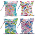 Wet Bag, 4Pcs Wet Dry Bag Set, Reusable Waterproof Bags with Beach & Tropical Ocean Prints for Women, Versatile for Beach, Travel & Daily Use - color: Beach & Tropical Ocean