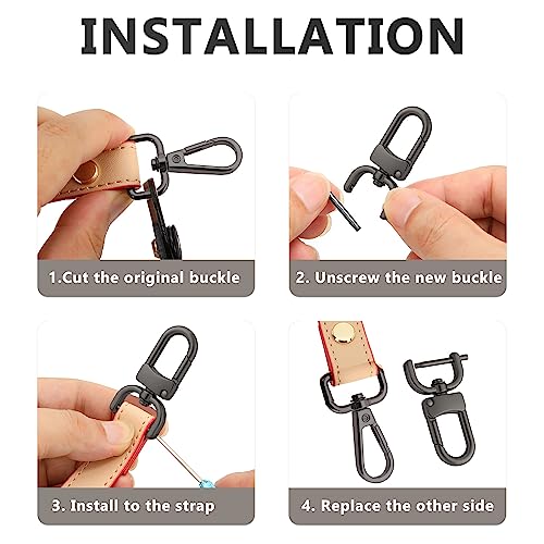 4pcs Detachable Snap Hook Swivel Clasp with 4pcs D-Rings Screw in Shackle for DIY Purse Strap Replacement (Gunmetal,3/4 inch) - color: Gunmetal, size: 3/4 inch