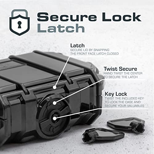 Seahorse 52 Portable Waterproof Dry Box Hard Protective Micro Case - Mil Spec/USA Made / IP67 Waterproof/Lockable - for Earbuds, PLB, IEM, Small Medical Devices, Stash Box (Clear) - color: Black