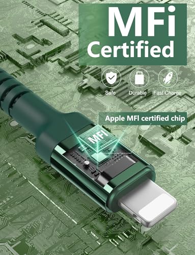 iPhone Charger Cable 3FT 2Pack, USB to Lightning Cable Extra Durable iPhone | Charging Cord [Apple MFi Certified] Short USB A to Lightning Cable for iPhone 14 13 12 11 8 7 Pro Max and More (Green) - color: Green, size: 3FT, style: USB A to Lightning