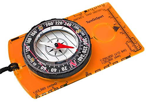TurnOnSport Orienteering Compass - Advanced Scout Compass for Hiking, Camping, and Backpacking - Best Survival Gifts for Kids