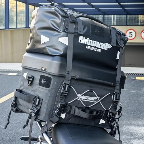 Rhinowalk Motorcycle Tail Bag Modular Combo – MFT2305 Hard Shell Case + 36L Waterproof Soft Bag (MFT2308) for Flexible Storage - style: Mft2307 Combo (=Mft2305+mft2308)