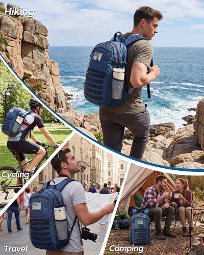 Small 20L Foldable Hiking Daypack for Men Women – Ultra Lightweight Tactical Packable Backpack for Travel, Camping Outdoor, Blue - color: Blue