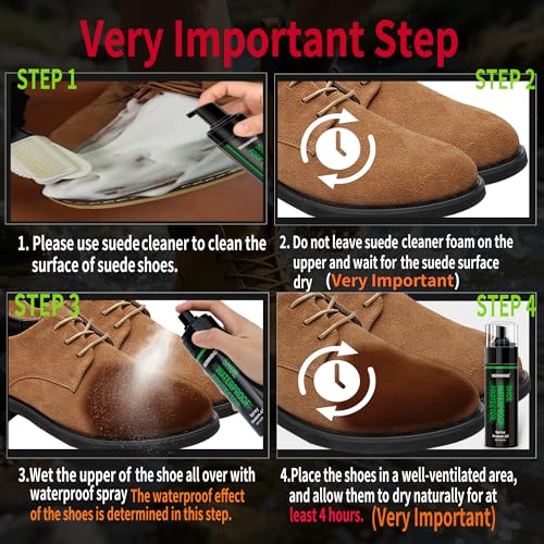Suede Nubuck Boots Shoe Cleaner Kit Waterproof protecter Spray | Fabric Leather Boots Trainer Shoe Cleaning Kit Brush Towel - color: 4pcs Waterproof Protecter Spray