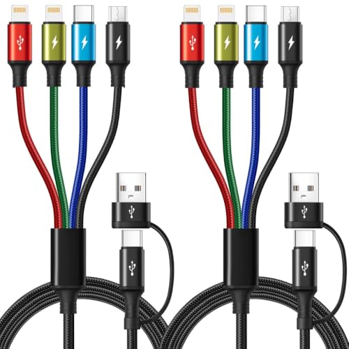 6 in 1 Multiple Charging Cable,USB A/C Universal Charger Cable 2 Pack 6Ft - size: 6 ft