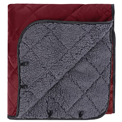REDCAMP Large Camping Blanket with Sherpa Lining, Wine Red 79"x59" - color: Red, size: 59"x 79"