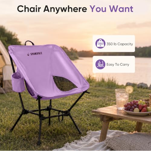Purple Ultralight Camping Chair for Adults, 350 lb Capacity - color: Purple