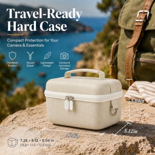 Comecase Large Travel 4K Vlogging Camera Case for Duluvulu/for AUREAPI | Outdoor Camera Storage with 2 Divider and Mesh Pocket, for Vloggers and Content Creators, Trip Ready, Off-White - Case Only - color: off-white, size: L