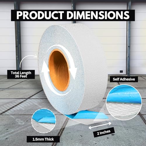 DuraMark RPT-750 Reflective Pavement Marking Tape, White, 2 in x 36 ft | Permanent rubber base bonds to asphalt and concrete; glass-bead reflectivity improves low-light visibility. - color: White, size: 2 Inch x 36 Ft