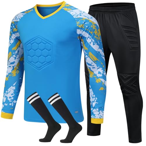 Youth Goalkeeper Kit for Boys and Girls - Football Goalkeeper Jersey and Shorts for Kids - color: Blue, size: 7-8Years