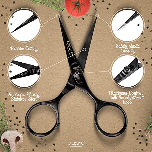 O'Creme Chef Scissors All Stainless Steel Garnishing Snips, Gold | Super sharp blades deliver precise cuts for garnishing, herbs, and food prep tasks in any kitchen. - color: Gold