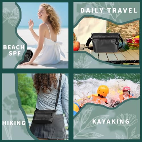 2L Waterproof Bag Fanny Pouch for Phone Passport Purse, Handle & Adjustable Strap for Swim, Travel, Beach - color: Black