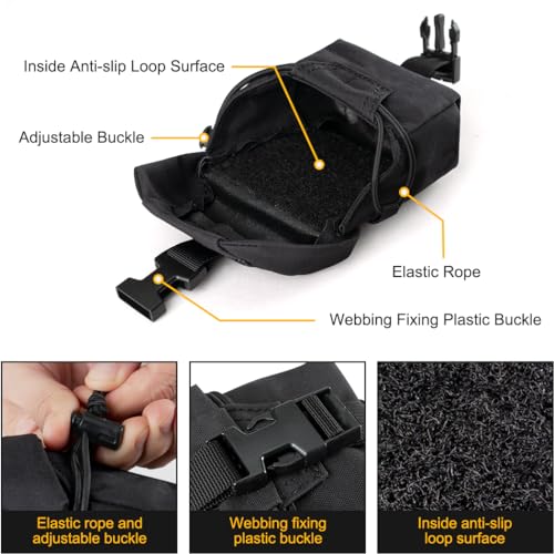 IDOGEAR Tactical Frag Grenade Pouch MOLLE Tool Pouch Ultility EDC mini Waist Storage Bag with Adjustable Function - color: Black