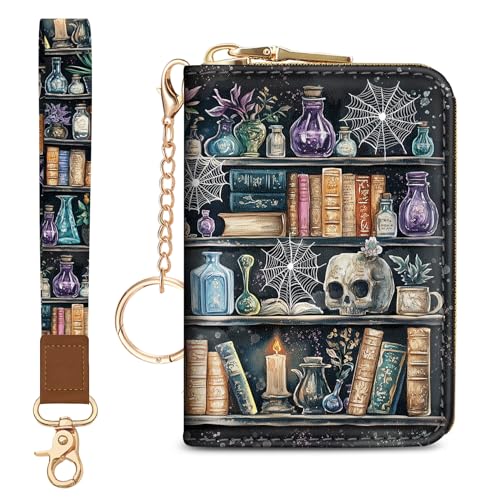 Yonlevres Credit Card Holder RFID Small Wallet Women Keychain Zipper - color: 0 Goth Lanyard