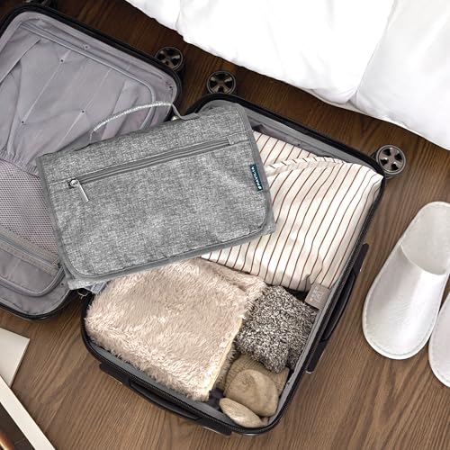 PAVILIA Hanging Toiletry Bag for Women Men Foldable Travel Organizer, Grey - color: Heather Grey