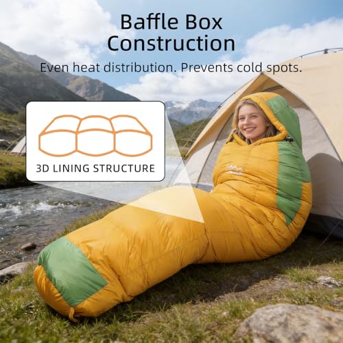 Down Sleeping Bag with Pillow,Ultralight and Compact - color: Orange, size: Regular 20°F