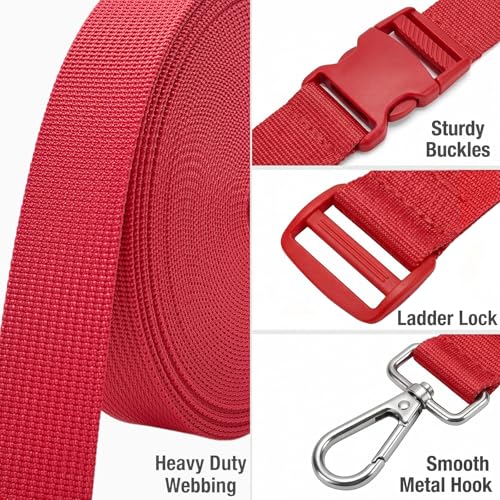 1" x12YD Heavy Duty Nylon Webbing Strap DIY Kit - color: Red