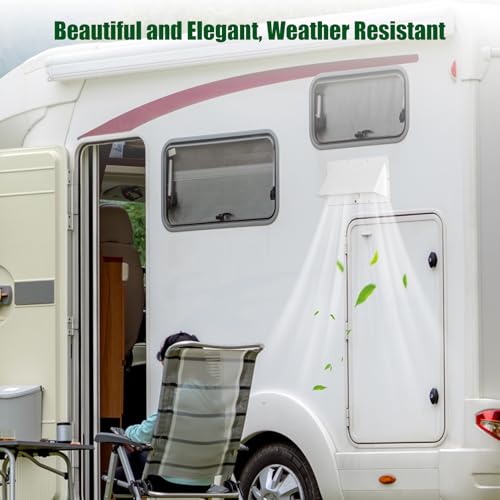 Aluminum RV Stove Vent Cover, Adjustable Depth without Cutting, Butyl Tape, Kitchen Exterior Vent Cover,Camper Range Hood Replacement,Comes with Necessary Accessories for Installation