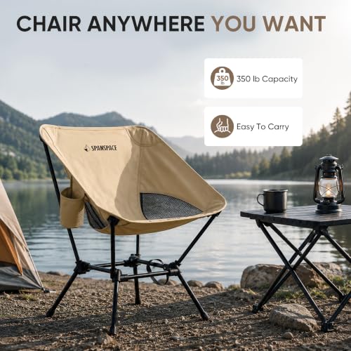 Ultralight Camping Chair for Adults, 3.6 lb Portable Seat, 350 lb Capacity - color: Brown