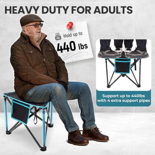 FUNDANGO Folding Tripod Stool, 2 Pack Lightweight Portable Fishing Chair with Thick Padded Seat, 440 Lbs Heavy Duty Outdoor Camping Chairs with Carry Bag for Walking Hunting Hiking Travel - color: Black Tripod-2 Pack