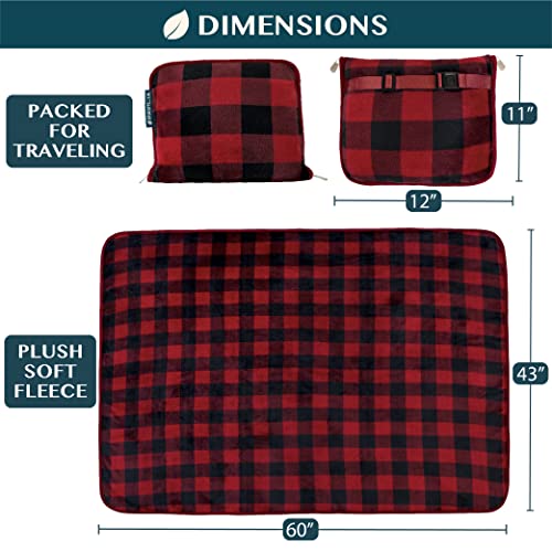 PAVILIA Travel Blanket Pillow, Soft Airplane Blanket 2-IN-1 Combo Set, Plane Blanket Compact Packable, Flight Essential Car Pillow, Travelers Gift Accessories Luggage Backpack Strap, 60x43 Checker Red - color: Checker Red