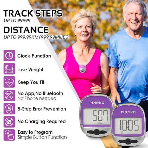 PINGKO Outdoor Multi-Function Portable Sport Pedometer Step/Distance/Calories/Counter - color: Purple