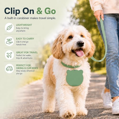 Collapsible Dog Bowls, 2-in-1 Silicone Pet Food and Water Bowl with Carabiner - Portable Double Compartment Travel Dish for Dogs, Ideal for Camping, Hiking, Car Rides, Puppy Essentials(Green) - color: Green