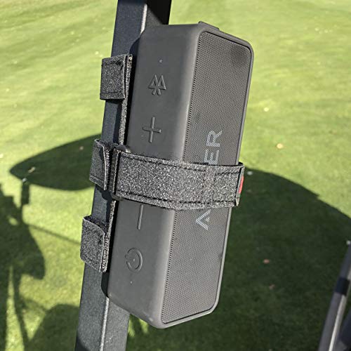 Bushwhacker Portable Mount for Bluetooth Speakers on Golf Cart Railing - Adjustable Non-Slip Strap Holder for Bike Frames Scooters Boats Strollers Wagons Wheelchairs Walkers Treadmill Handlebars