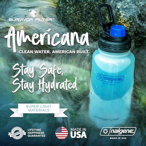 Survivor Filter Americana Ultra Light Water Bottle with Filter, 32 oz