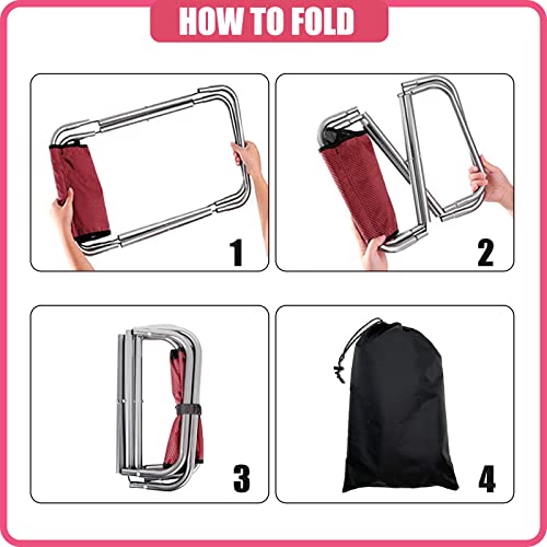 Folding Camping Stool, 16 Inch Tall Portable Folding Stool Aluminum Alloy Lightweight Stool Seat Red Foldable Stool with Carry Bag for Fishing Outdoor Camping Hiking and BBQ - color: Red