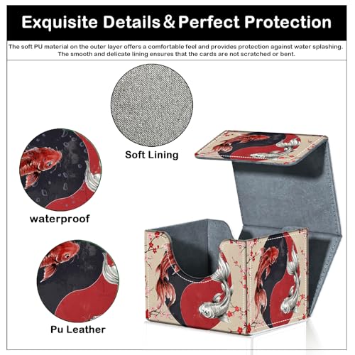 Premium Commander Deck Box,Magnetic Trading Card Storage Case for MTG TCG - Fits 100+ Single-Sleeved Cards,Koi Yin Yang Art Painting - color: Koi Yin Yang Art Painting