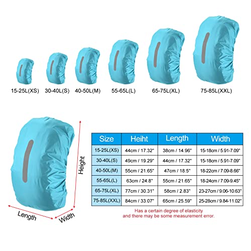 PATIKIL Waterproof Backpack Rain Cover, Non-Slip Backpack Cover with Vertical Reflective Strap Stay Dry for Hiking, Camping, Hunting - color: Light Blue, size: X-Small