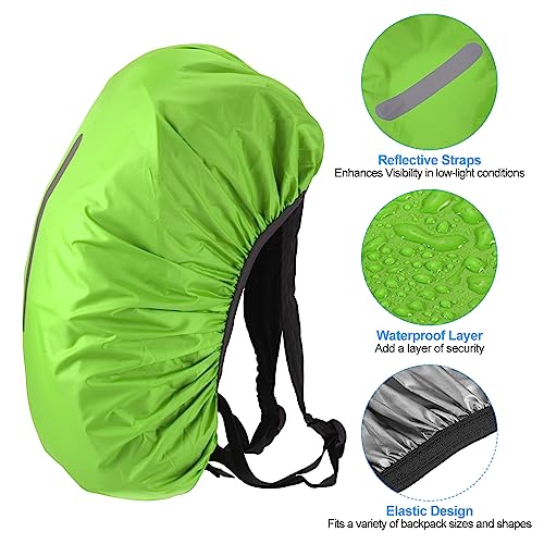 PATIKIL Waterproof Backpack Rain Cover, Non-Slip Backpack Cover with Vertical Reflective Strap Stay Dry for Hiking, Camping, Hunting - color: Lawn Green, size: Small