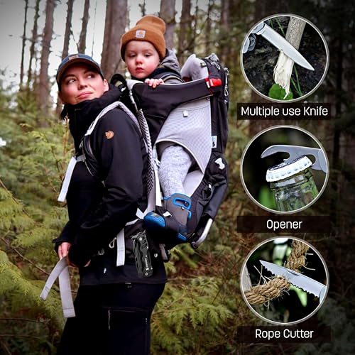16 In 1 Multi tool Pocket Knife multitool Military Grade Steel: Swiss Style | Multi Functional Small Folding Knife with Keychain, Easy to Carry, Wine/Bottle opener , scissors , saw screwdrivers - Black - color: Black