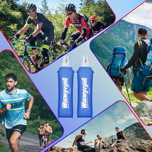 Running Vest Soft Flask, 2PCS BPA-Free 500ml Collapsible Water Bottle for Hydration Backpack, Collapsible Water Bottles for Marathon Hiking Cycling Climbing - color: Blue