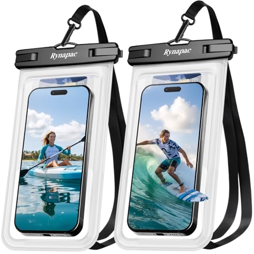 Rynapac Waterproof Phone Pouch 2 Pack, Waterproof Phone Case, [Up to 8.5''] | Face Unlock, Touchscreen, Durable IPX8 Dry Bag for iPhone 17 16 15 Pro Max, Includes Lanyard, Beach & Cruise Essentials 2026 - color: [Clear + Clear]