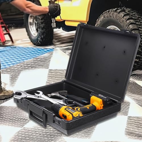 HARFINGTON Hard Carry Case 13.6" High-Density Polyethylene Empty Tool Box Rust & Weather-Resistant Blow Forming Tool Case for Household Workshop Car - size: 13.6"