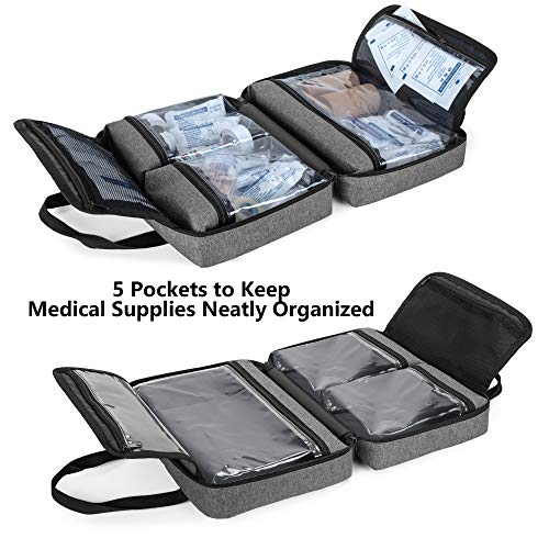 Trunab Small First Aid Kit Bag Empty Portable Emergency Kits Trauma Bag - color: Grey