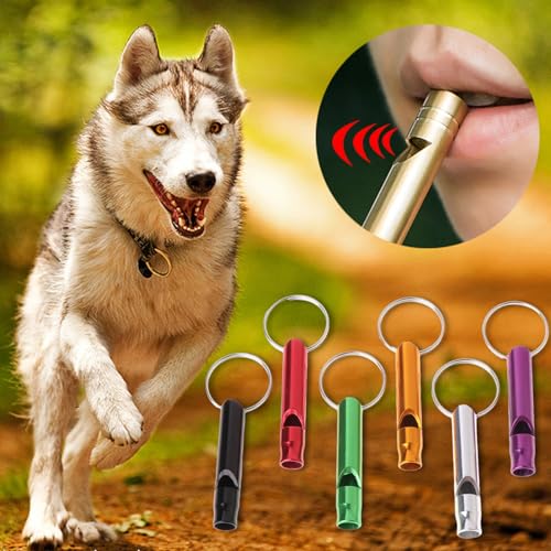Aluminum Survival Whistle, 6Pcs Outdoor Survival Safety Whistle Whistle Keychain for Hiking Camping Random Color Aluminum Alloy